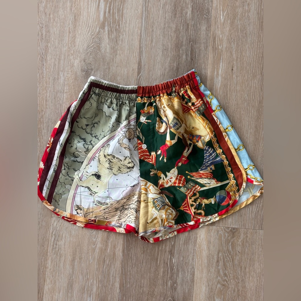 ZARA Silk Multicolor Patchwork Women Shorts